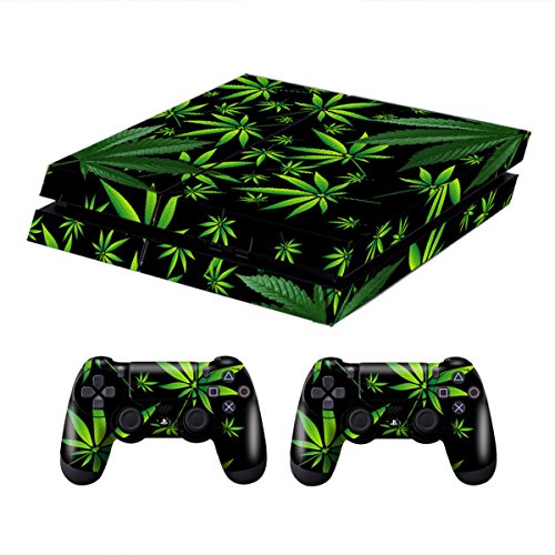 PS4-Designer Skin for Sony PlayStation 4 Console & Two(2) Decals for: PS4 Dualshock Controller - Weeds Black - Thumbnail 3