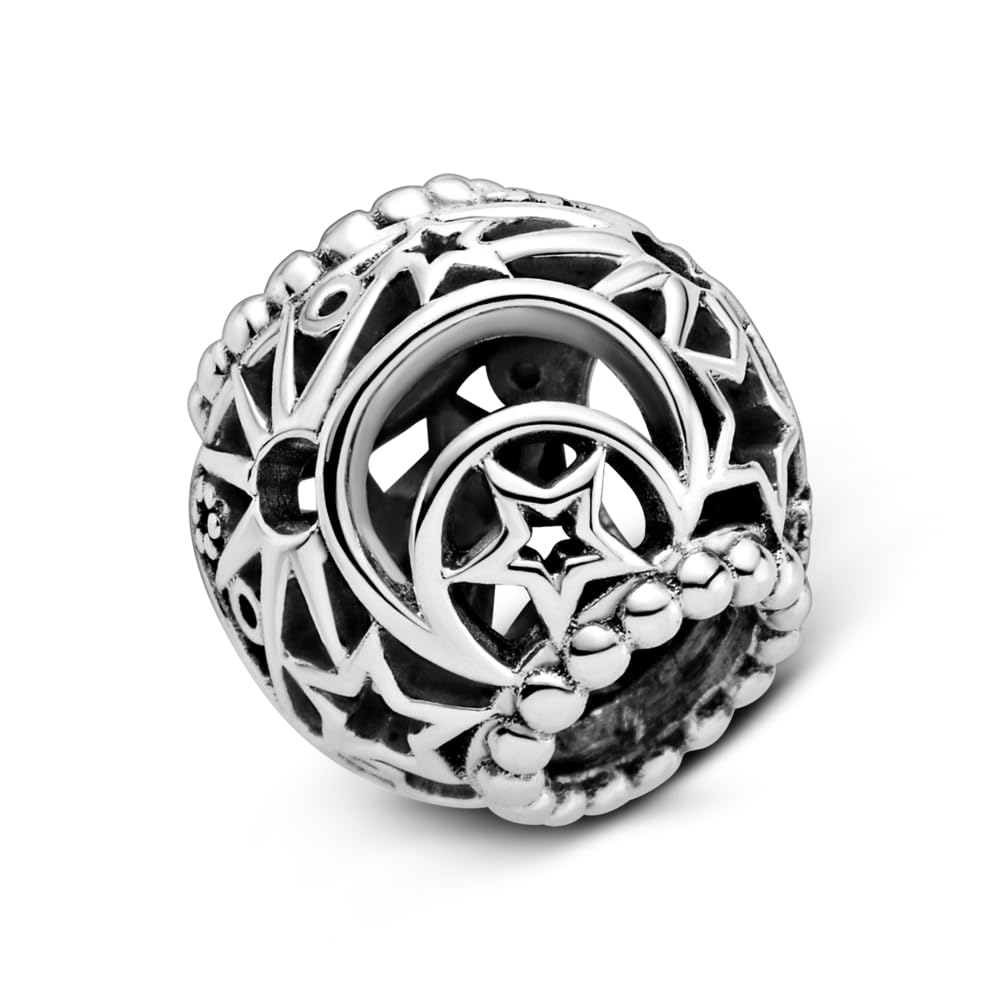 PANDORA Offen gearbeitetes Sonne, Mond & Sterne Charm, Sterling-Silber799183C00