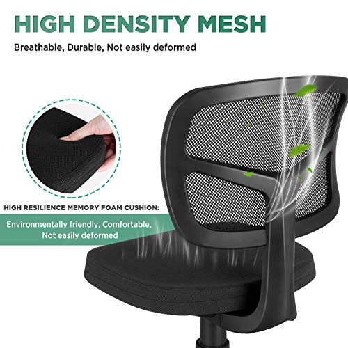 MOLENTS Armless Task Office Chair, Small Desk Chair with Mesh Lumbar
