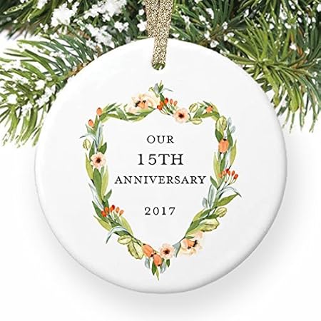 Funny Christmas Ornament Crafts 15th Anniversary Gifts Fifteenth 15 Years Together Couple Husband Wife Love Ornament Xmas Tree Decorations 2017 Amazon Co Uk Kitchen Home
