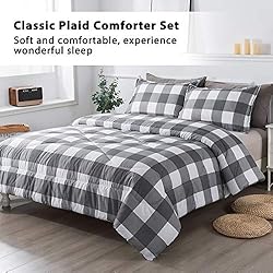 Andency Queen Comforter Set Grey Plaid
