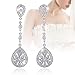 EVER FAITH Bridal Art Deco Classical Gatsby Inspired Pave Cubic Zirconia Chandelier Earrings Pierced