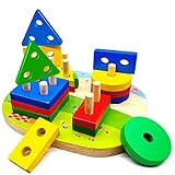 Charlemain Giochi Legno Bambini, Montessori Giocattoli Forme Geometriche Impilat