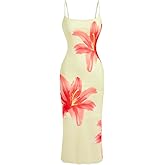 Verdusa Women's Floral Print Layered Cami Dress High Rise Backless Sleeveless Long Dress