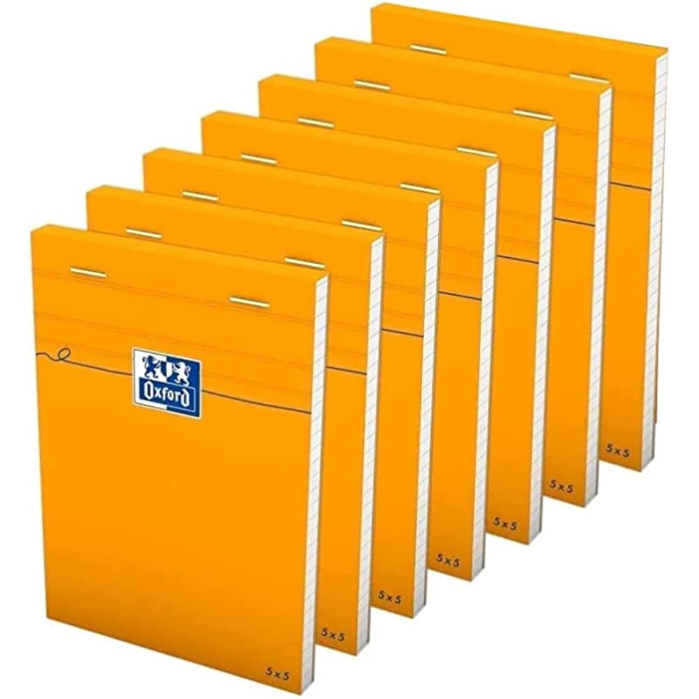 OXFORD Pack of 10 Orange A6 Small Squares Notepads 5mm 80 Sheets Stapled Cover Coated Orange