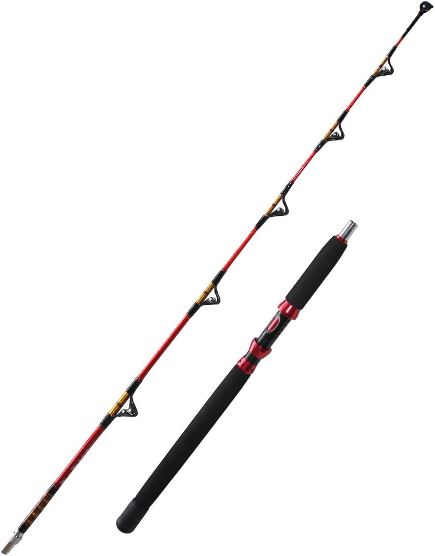 Perigee 1.8M/6' All Roller Fishing Rods 2 Sections Carbon Fiber Boat Fishing Rod Deep-Sea Spinning Pole Saltwater Rod for Tuna Bass Shark