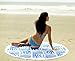 Bonita Beach Collection Round 'Roundie' Beach Towel Thick Terry Cotton with Fringe Tassels - Various Designs & Colors (The Hamptons Cabana (Blue Stripe))