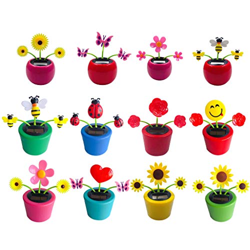Binory Solar Powered Flower Animal Dancing Swinging Animated Office Desk Window Dancer Toy,Car Windowsill Decoration New Selling Novelty Action Figuers Toys Birthday Gift for Kids Adults(B) - Thumbnail 2