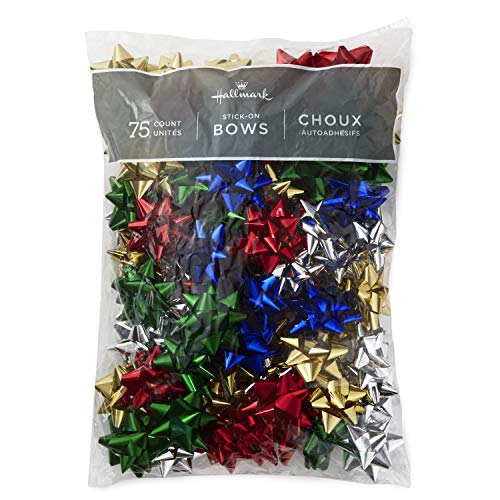 Hallmark Holiday Bow Assortment (75 Bows; Red, Green, Blue, Gold, Silver)