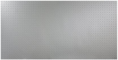 Fasade - Diamond Plate Argent Silver Decorative Wall Panel - Fast and Easy Installation (4' X 8' Panel)