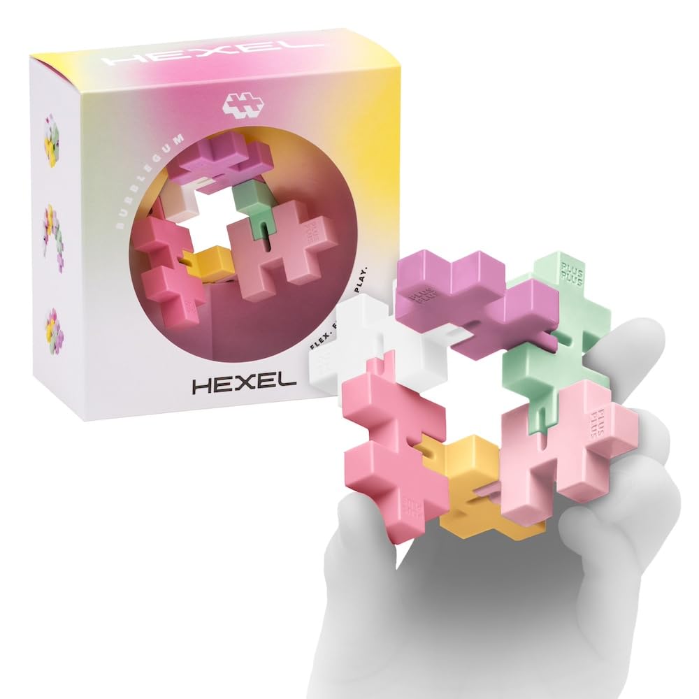 Plus Plus HEXEL Fidget Toy - Fidget Toys for Kids, Ideal Sensory Toys for Autism, Anxiety and Stress, Quiet Travel Toys - Great Gift for Boys and Girls - Bubblegum
