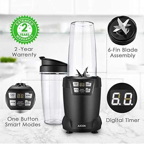 Aicok Smoothie Blender, Blender 1200W, 28000RPM High Speed Professional