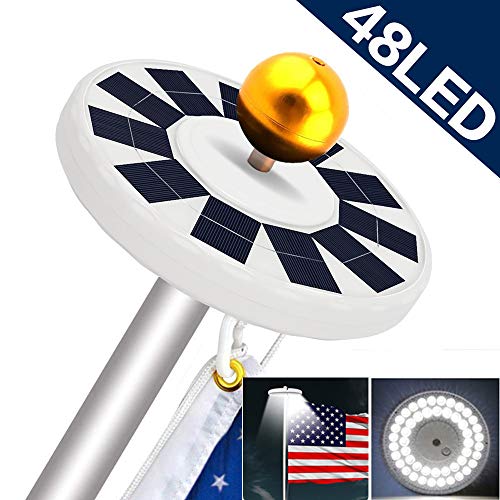 Solar Flag Pole Light, Flagpole Solar Lights 48 Super-Bright LED Downlight Lighting for 15 to 25 Ft Flag Pole Topper, 3 Modes, Auto On/Off Night Light [Upgraded Version ]