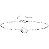 Personalized Initial Bracelet for Women Stainless Steel Letters Bracelet Delicate Coin Dainty Disc Alphabet Charm Bracelet Monogram Name Bracelet