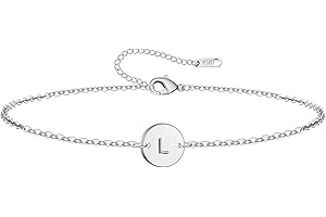 OVIAN Personalized Initial Bracelet for Women, Stainless Steel Letters Bracelet Delicate Coin Dainty Disc Alphabet Charm Bracelet Monogram Name Bracelet for Girls