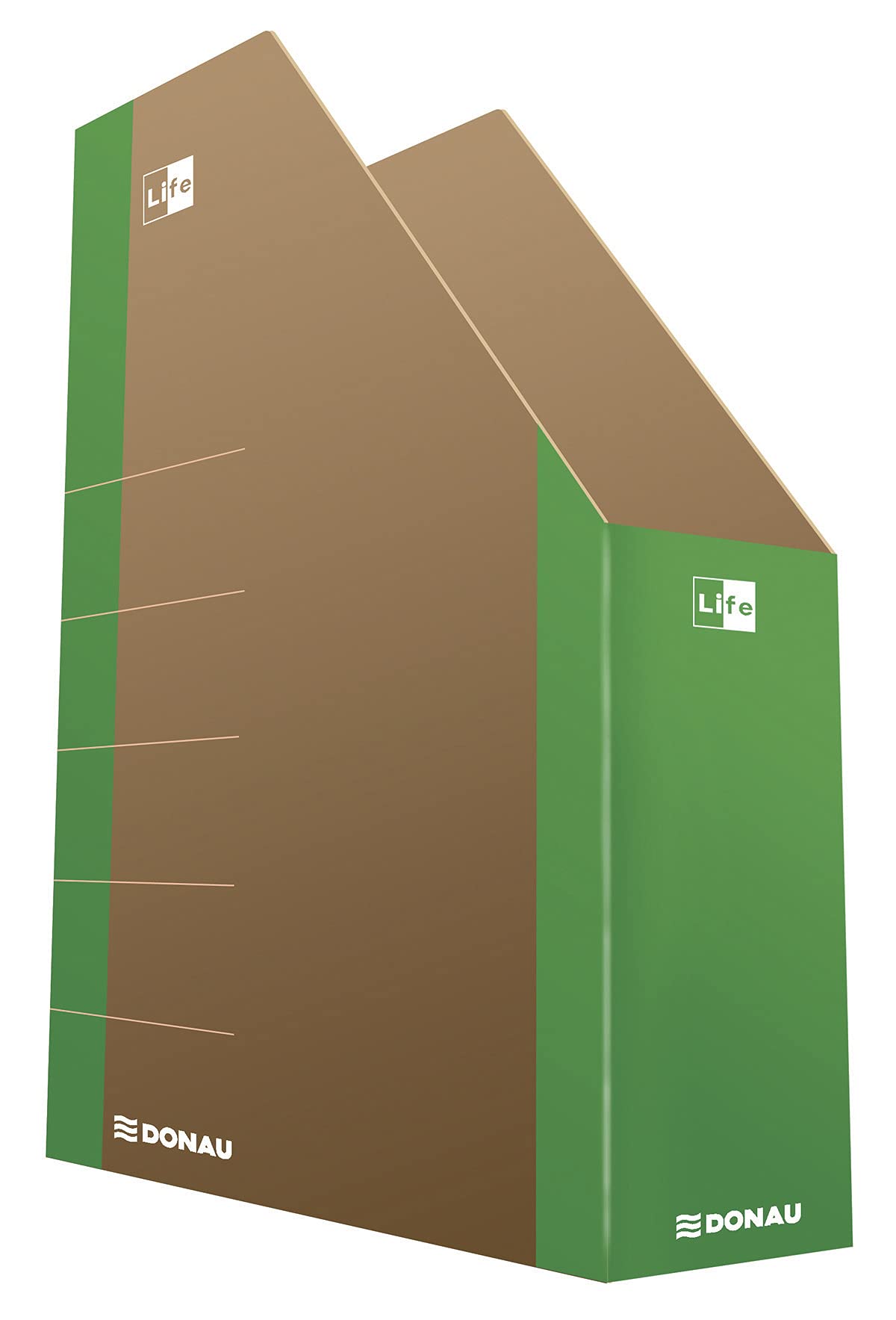Cardboard Document Container DONAU Life A4 Green/Document Archiving/Type-A4/80 / Kind-Foldable/Material-Cardboard/Label-Space for Description/Colour-Green/Format-A4 / Weight (g/m2)-800