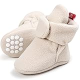 CIOR Baby Cozy Fleece Booties with Non Skid Bottom,DNDXBX,Khaki,6-12 Months