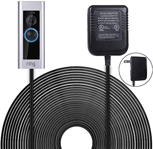 6m/19.6ft Cord Power Supply Adapter foreaya 18V/500mA Compatible with Nest Hello Doorbell/The Ring Video Doorbell 1/2/Pro US Plug