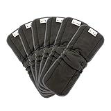 AlVABABY Charcoal Bamboo Inserts with Gussets Natures Cloth Diaper Liner 5-Layer Bamboo&nbsp;Charcoal&nbsp;Viscose&nbsp;Staple&nbsp;Fiber Inserts,Reusable Liners for Baby Cloth Diapers 6PCS 6FLN
