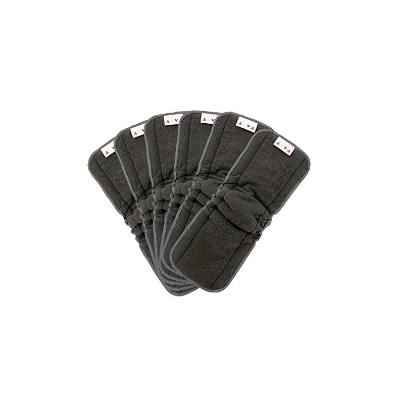 AlVABABY Charcoal Bamboo Inserts with Gussets Cloth Diaper Liner,5-Layer Reusable Liners for Baby Cloth Diapers 6PCS…
