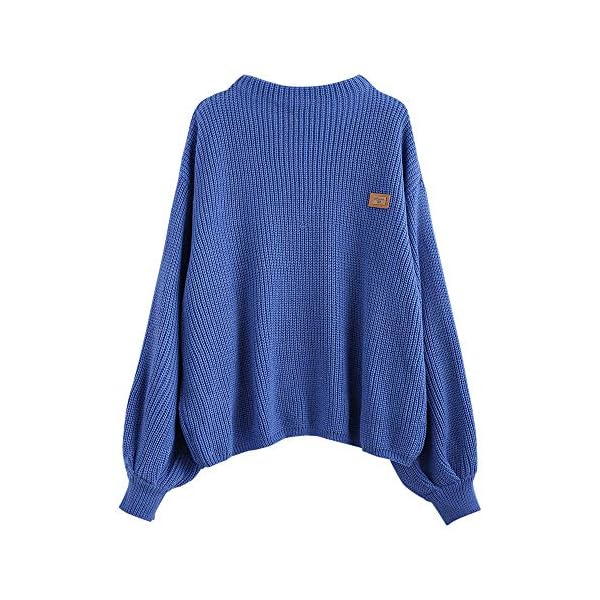 ZAFUL Women's Oversized Sweater Crewneck Lantern Sleeve Loose Pullover Chunky Sweater Knit Jumper Tops