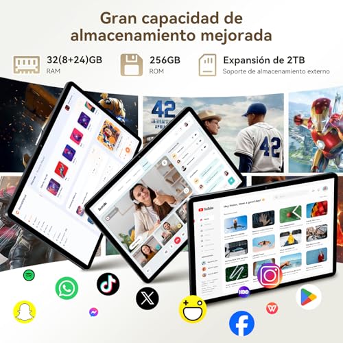 TABWEE T12Pro Android 16 Tablet con Teclado - 2.8K BOE QHD+ Display, Tablet 11 Pulgadas, Helio G100, 32 GB RAM+256 GB ROM, 8000 mAh, 13 MP+8 MP, Widevine L1, Gemini AI, Tablet 4G (4 Años de Garantía)