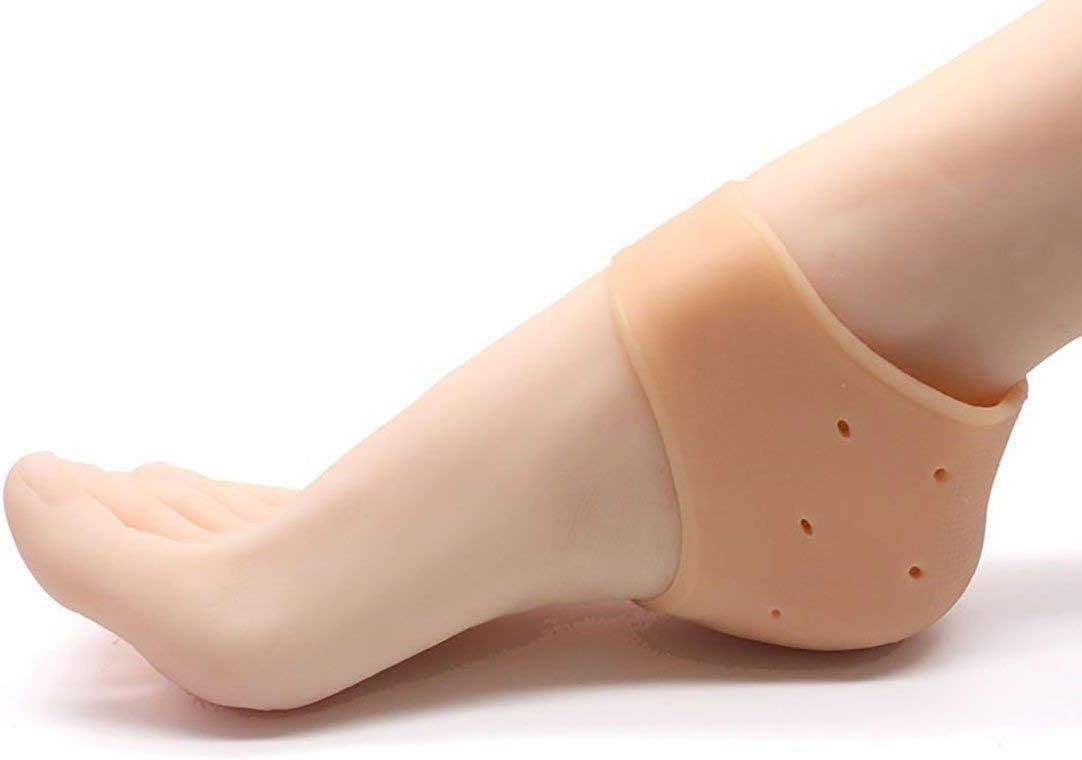 Aprillia Incorp Men's and Women's Anti Crack Silicon Gel Heel and Foot Protector Moisturizing Socks for Foot Care, Pain Relief and Heel Cracks (Beige, Free Size) -1 Pair