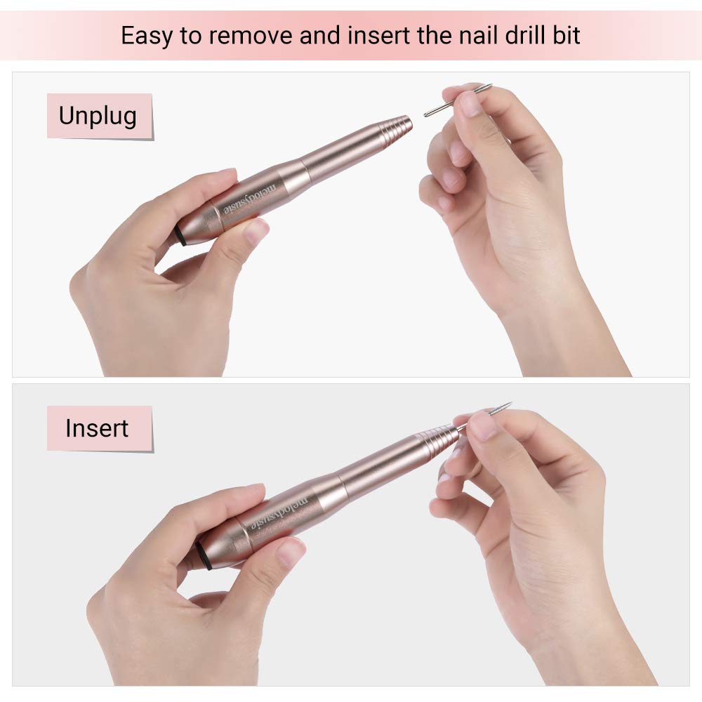 MelodySusie Electric Nail Drill 11 in 1 Set, Portable E-file Nail Kit for Acrylic Gel Nails, Professional Nail Drill Machine Manicure Pedicure Polishing Shape Tools with Everything, Home Salon Use: Beauty