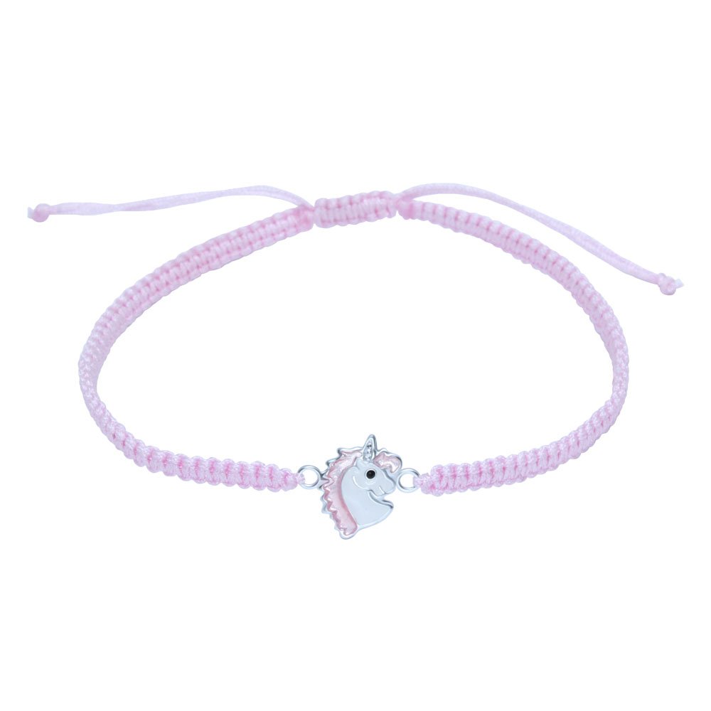 Pink Unicorn Pony Bracelet 925 Sterling Silver on Cord