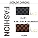 Luxury Zip Checkered Coin Pouch PU Vegan Leather Mini Key Chain Purse Wallet (Style 1 - Black + Brown)