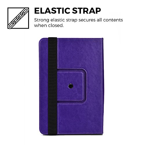 T-Mobile Springboard case, Cooper Diplomat Travel Carrying Portfolio Luxury Tablet Case Protective Cover PU Leather Folio with 360 Rotating Stand & Pockets for T-Mobile Springboard (Purple) - Thumbnail 4