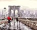 YEESAM ART Paint by Numbers for Adults Kids, Romantic Street, Brooklyn Bridge View 16x20 Inch Linen Canvas Acrylic DIY Number Painting Kits Wall Art Decor Gifts (Without Frame)