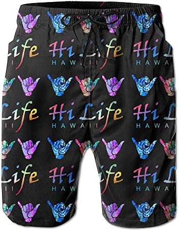 Mens Casual Beach Board Shorts Shaka Hand Hi Life Hawaii Swim Trunk