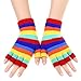 Rainbow Fingerless Gloves for Women Knitted Fashion Holiday Stretchy Strips Gloves Mittens