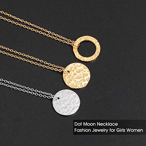 WHIPPY Women Disc Pendant Necklace Dot Moon Necklaces Double Layer Dainty Chain Fashion Jewelry