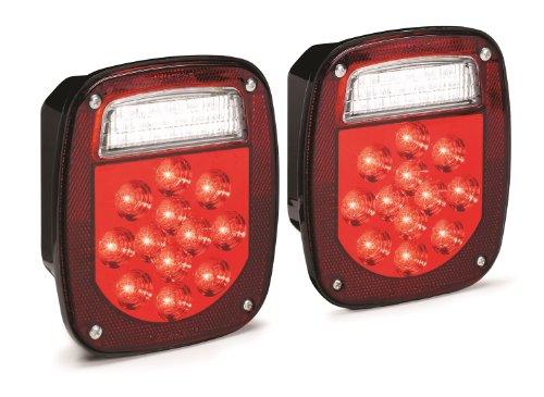 KC HiLiTES 1001 LED Rectangular Red Jeep & Trailer Tail Light Kit with Back Up