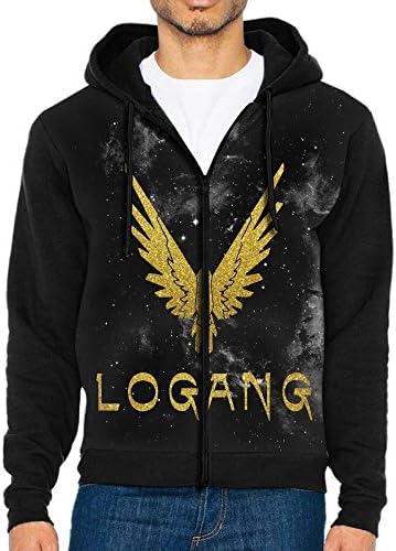 Men's Logan Paul Logo Long Sleeve Full Zip Up Hoodie Sweatshirt Casual Active Jackets - With 2 Pockets