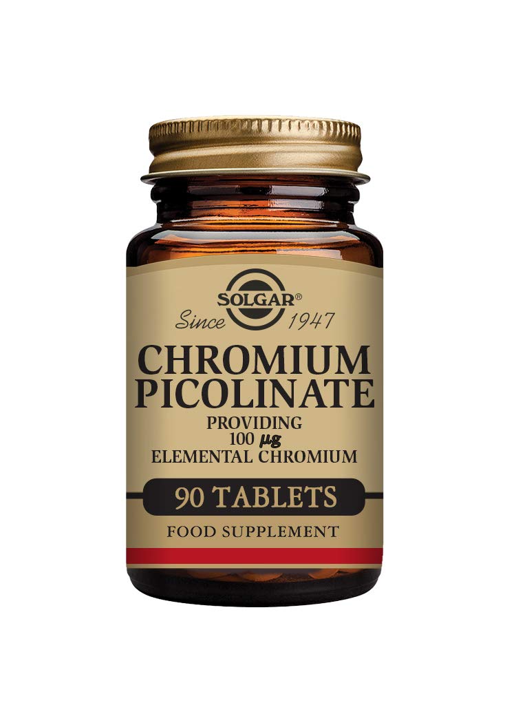 Solgar Chromium Picolinate 100 mcg Tablets - Balances Blood Glucose Levels - Supports the Metabolism - Easy to absorb - Food Supplement - Vegan, Vegetarian, Kosher - Pack of 90