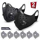 Baban Dust Breathing Mask, Activated Carbon Dustproof Mask, 2 Breathing Mask with 6 Extra Carbon N99 Filters for Pollen Allergy Woodworking Mowing Running Cycling Outdoor Activities(Black and Gray)