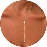BSGRL Pearl Necklace for Women- 14K Gold-plated/White Gold-plated Dainty Pearl Necklace for Women