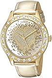 GUESS Women's U0909L2 Trendy Gold-Tone Watch with  Gold Dial  and Genuine Leather Band