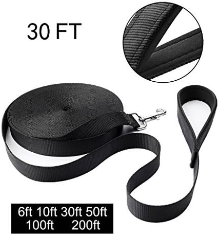 Hi Kiss 6ft 30ft 50ft 100ft 160ft 200feet Black Extra Long Line Training Dog Leash - For Large,Medium and Small Dogs - Long Lead - Great for Training, Play, Camping, or Backyard