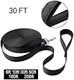 Hi Kiss 6ft 30ft 50ft 100ft 160ft 200feet Black Extra Long Line Training Dog Leash - For Large,Medium and Small Dogs - Long Lead - Great for Training, Play, Camping, or Backyard
