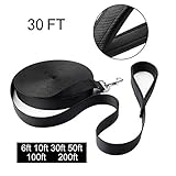 Hi Kiss 6ft 30ft 50ft 100ft 160ft 200feet Black Extra Long Line Training Dog Leash - For Large,Medium and Small Dogs - Long Lead - Great for Training, Play, Camping, or Backyard