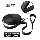 Hi Kiss 6ft 30ft 50ft 100ft 160ft 200feet Black Extra Long Line Training Dog Leash - For Large,Medium and Small Dogs - Long Lead - Great for Training, Play, Camping, or Backyard - 50FT