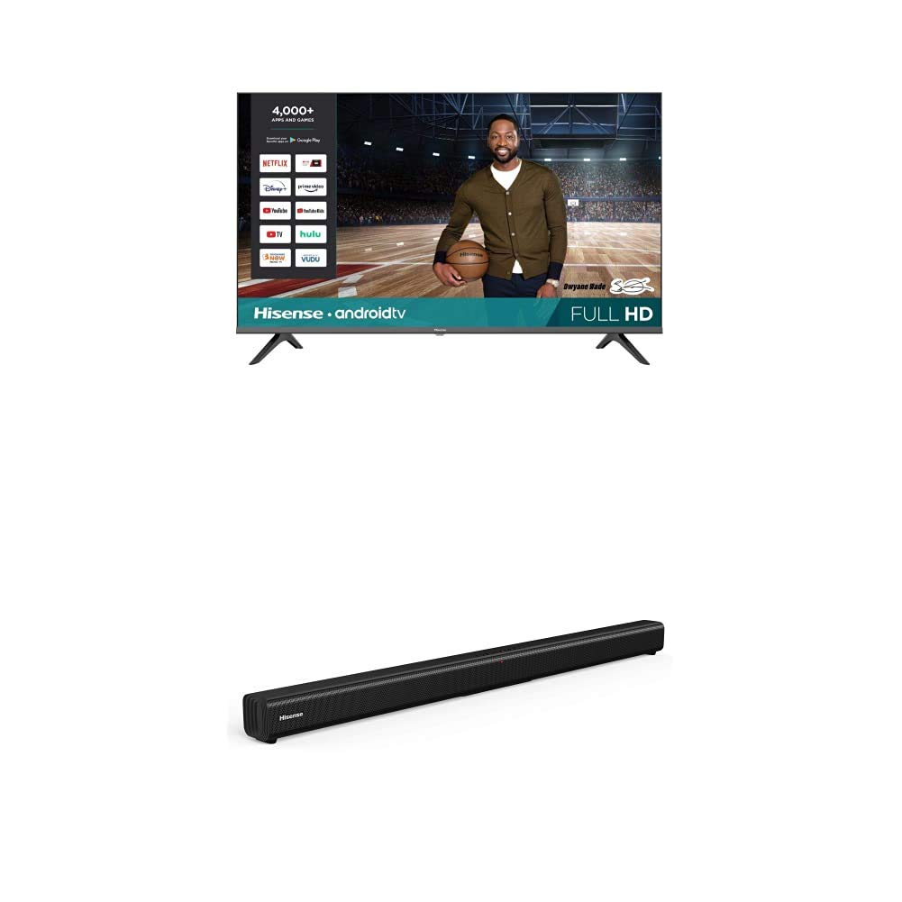 Hisense 43-Inch 43H5500G Full HD Smart Android TV with Voice Remote (2020 Model) + Hisense 2.0 Chann