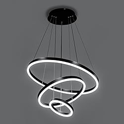 Viruhaka Modern LED Pendant Light, Black Circular