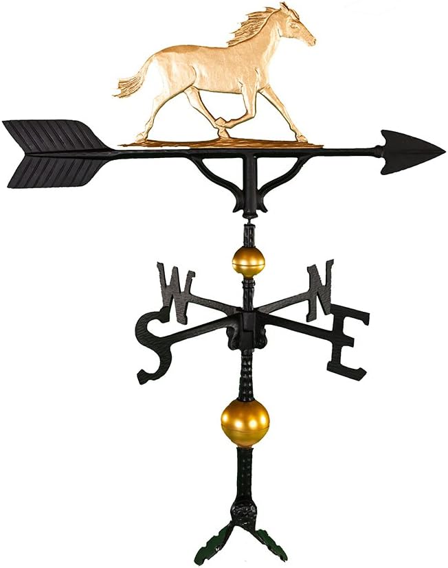 Weathervanes - Montague Metal Products 32-Inch Deluxe Weathervane with Gold Horse Ornament