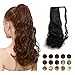 FEHSFEN 21” Curly Wrap Around Ponytail Hair Extensions Long Wavy Clip in Synthetic Hair Ponytail Hairpieces for Women(Off Black)