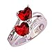Emsione 925 Sterling Silver Plated Created Heart Ruby Spinel&Topaz Womens Promise Ring